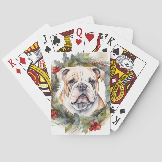 Bulldog Julkrans Festiv Valp Casinokort (Baksidan)