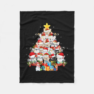 Bulldog Jultomten Julafton Träd Ljus Merry Christm Fleecefilt