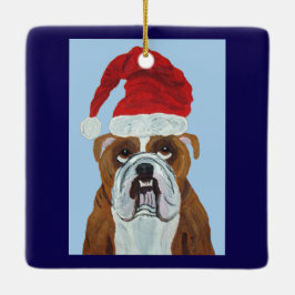 Bulldog Jultomten Julgransprydnad Keramik