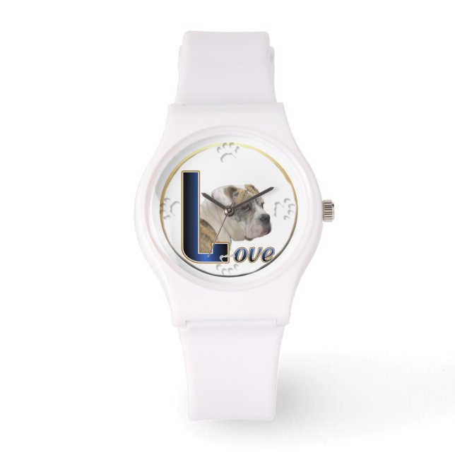 Bulldog Kärlek Art Armbandsur (Framsida)