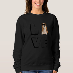 Bulldog Kärlek Heart Sunglasses Hund English Bulld T Shirt