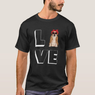Bulldog Kärlek Heart Sunglasses Hund English Bulld T Shirt