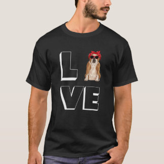 Bulldog Kärlek Heart Sunglasses Hund English Bulld T Shirt