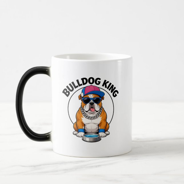 Bulldog King Cool Sunglasses Design Magisk Mugg (Vänster)