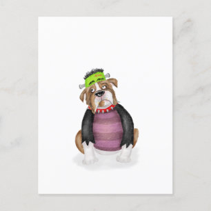 Bulldog klädd som Frankensteins monstervykort Vykort