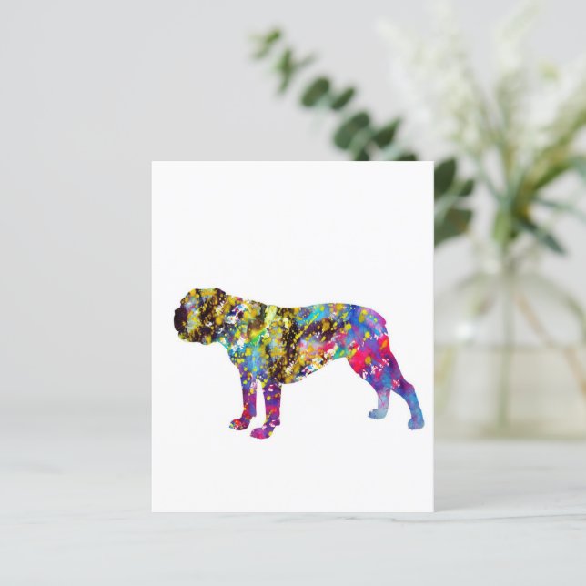 Bulldog konst akvarellporträtt (Stående Fram)