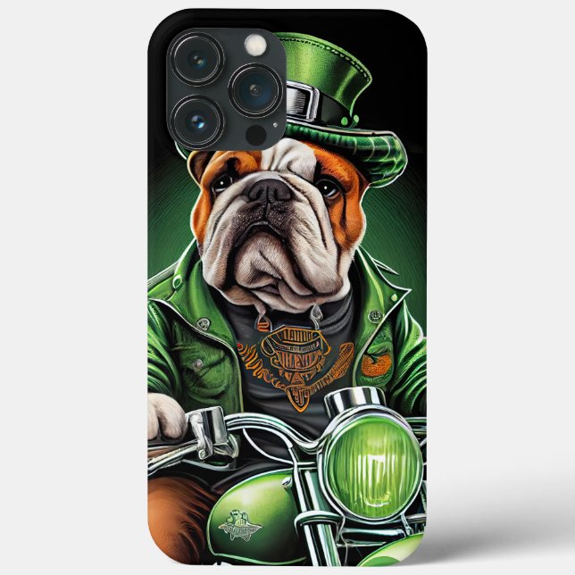 Bulldog kör cykel St. Patrick's Day (Baksida)