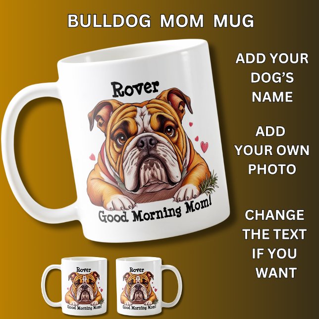 Bulldog, lägg till Hund Namn, Byt foto Kaffemugg (Skapare uppladdad)
