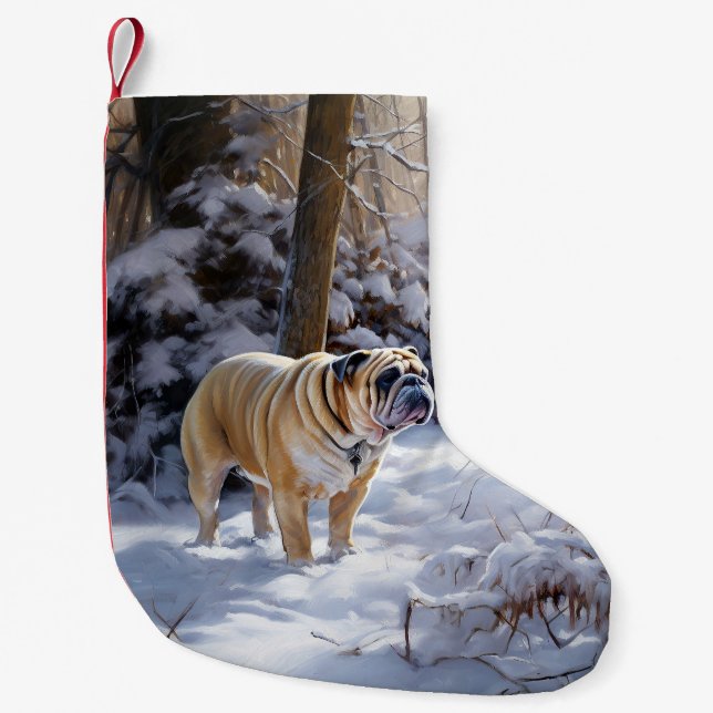 Bulldog Låt det snöa jul Brushed Liten Julstrumpa (Framsidan)
