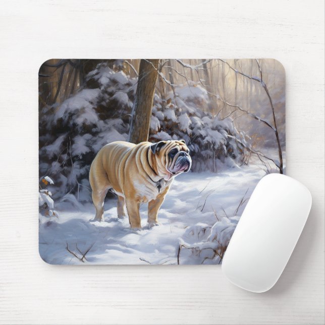 Bulldog Låt det snöa jul Brushed Musmatta (Med mus)