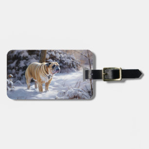 Bulldog Let It Snow Jul Borstad Bagagebricka