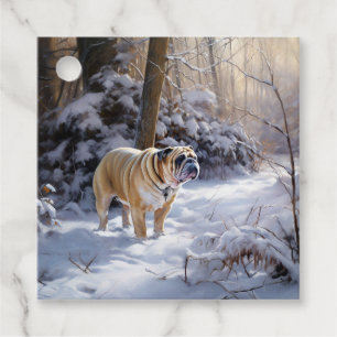 Bulldog Let It Snow Jul Borstad Gåvor Etiketter