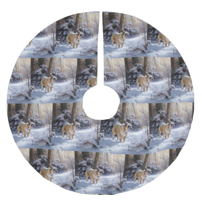 Bulldog Let It Snow Jul Borstad Julgransmatta Borstad Polyester (Framsidan)