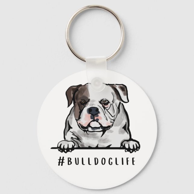 Bulldog Life English Bulldog Illustration Underläg Nyckelring (Framsida)