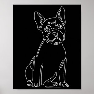 Bulldog Line Art Cute Roligt Mamma Poster