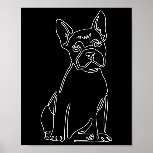 Bulldog Line Art Cute Roligt Mamma Poster (Framsidan)