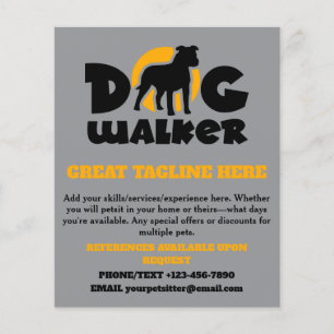 Bulldog Logotyp Dog Walker Pet Sitta Flyer