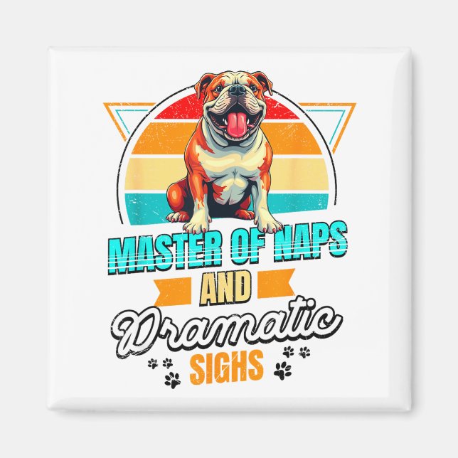 Bulldog Lover Funny Bulldog Retro  Magnet (Framsidan)