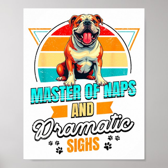 Bulldog Lover Funny Bulldog Retro  Poster (Framsidan)