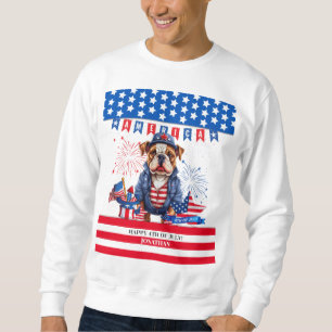 Bulldog Lycklig 4:e juli Amerika Independence day Lång Ärmad Tröja
