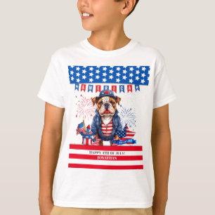 Bulldog Lycklig 4:e juli Amerika Independence day T Shirt