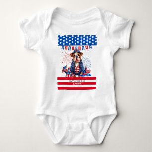 Bulldog Lycklig 4:e juli Amerika Independence day T Shirt