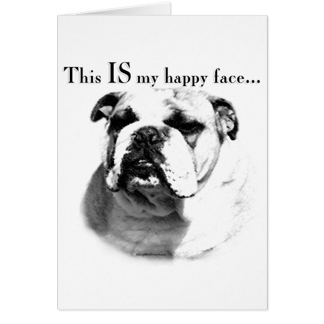 Bulldog Lycklig Ansikte Hälsningskort (Framsidan)