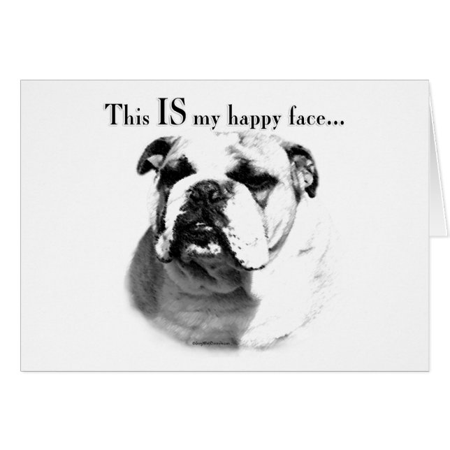 Bulldog Lycklig Ansikte Hälsningskort (Framsidan Horizontal)