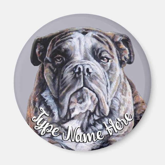 Bulldog Magnet Personlig English Bulldog Gift (Framsidan)