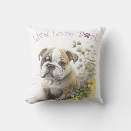 Bulldog Mamma Blommig Kudde