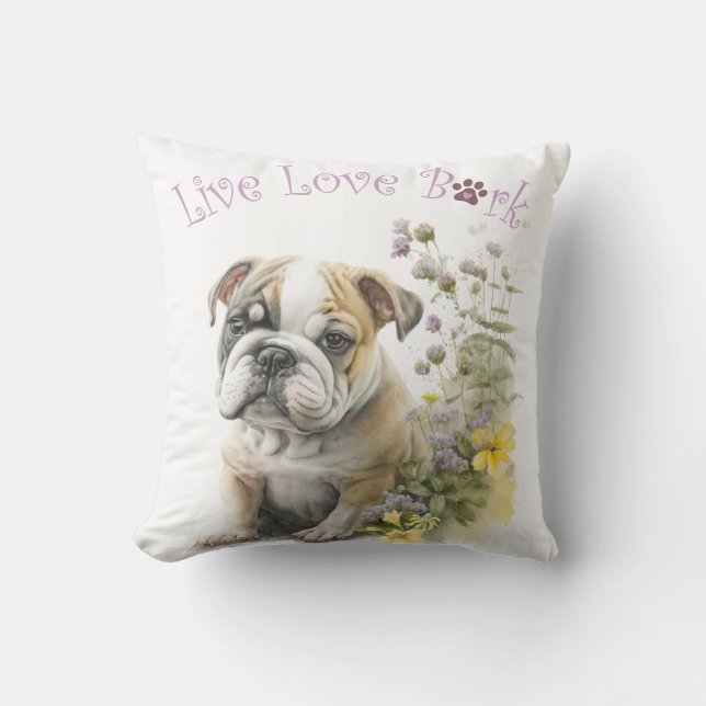 Bulldog Mamma Blommig Kudde (Framsida)