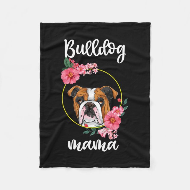 Bulldog Mamma Blommigt Fleecefilt (Framsidan)