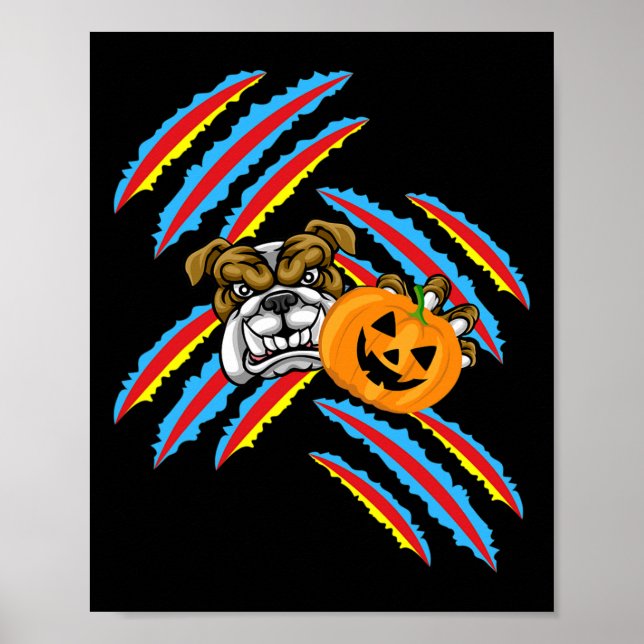 Bulldog Mamma Halloween Pumpkin Poster (Framsidan)