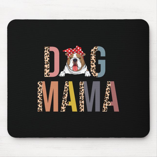 Bulldog Mamma Leopard Skriv ut Hund Mamma Musmatta (Framsidan)