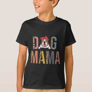 Bulldog Mamma Leopard Skriv ut Hund Mamma T Shirt