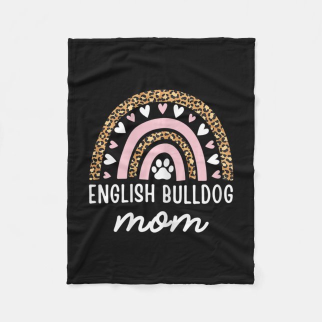 Bulldog Mamma Mamma Rainbow Leopard Mors dag Bulld Fleecefilt (Framsidan)