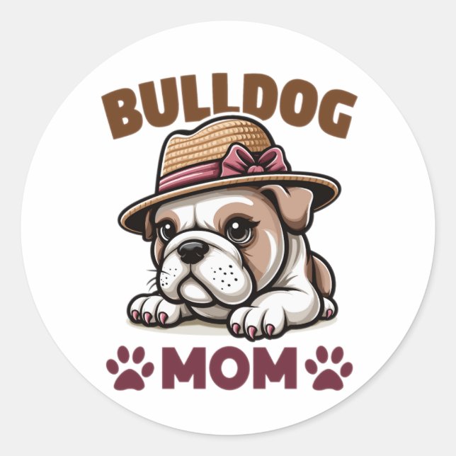 Bulldog mamma runt klistermärke (Framsida)