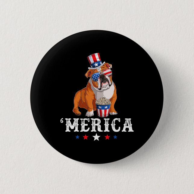Bulldog Manar Women Usa American Flagga English Bu Knapp (Framsida)