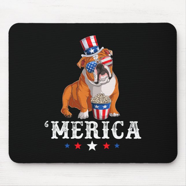 Bulldog Manar Women Usa American Flagga English Bu Musmatta (Framsidan)