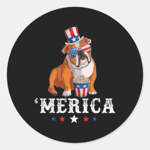 Bulldog Manar Women Usa American Flagga English Bu Runt Klistermärke