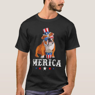 Bulldog Manar Women Usa American Flagga English Bu T Shirt
