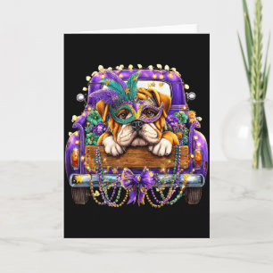 Bulldog Mardi Gras Lastbil Nola Söt Pojkar Flickor Kort