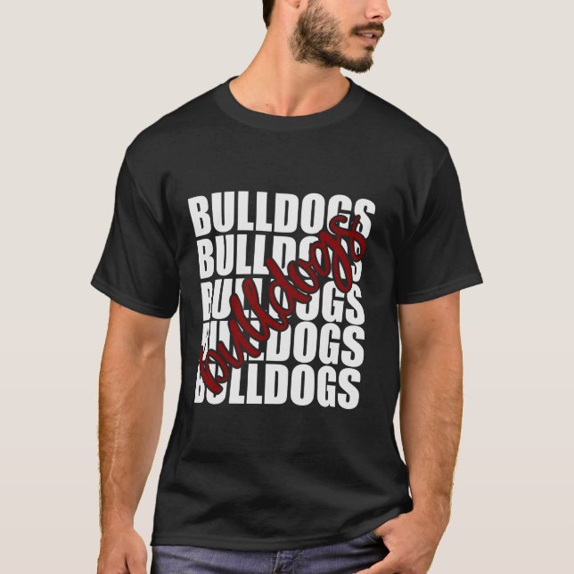 Bulldog Maroon School Sportfantast Team Spirit T S T Shirt (Framsida)