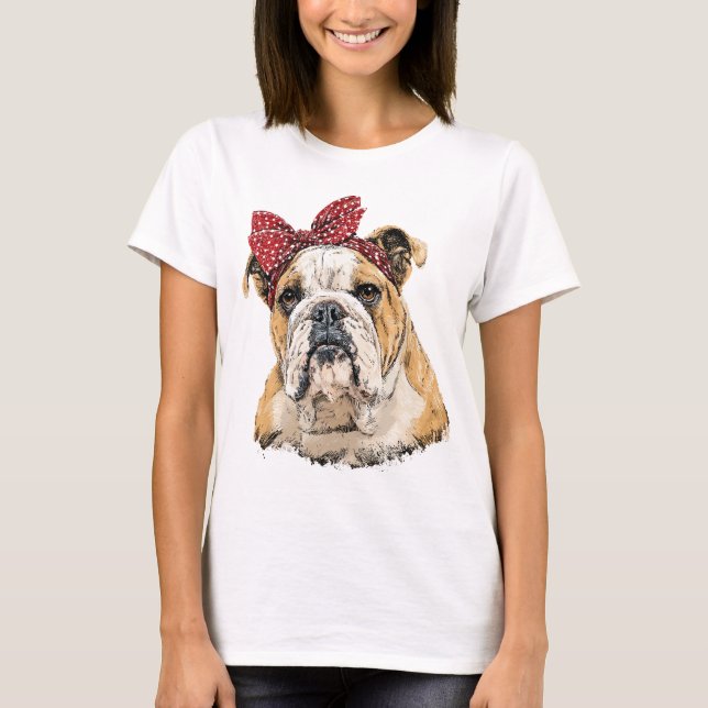Bulldog Mascot - Fierce and Fearless Team Spirit T Shirt (Framsida)