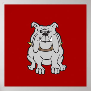 Bulldog Mascot på Red Hund älskare-gåvor Poster