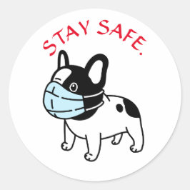 BULLDOG MED ANSIKTSMASK FÖR VAR RUND STICKERS RUNT KLISTERMÄRKE