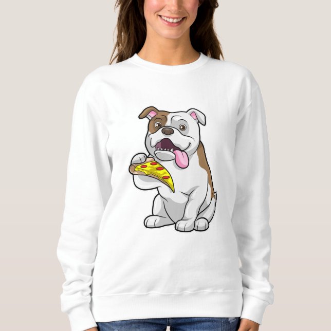 Bulldog med Biet i Pizza T Shirt (Framsida)