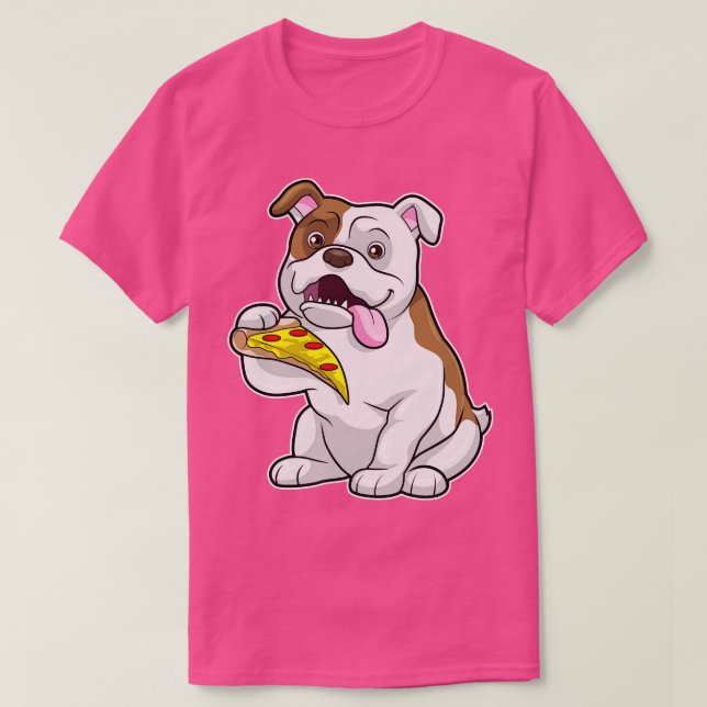 Bulldog med Biet i Pizza T Shirt (Design framsida)