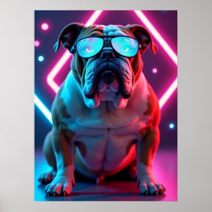 Bulldog med Futuristiska Glass - Lustigt poppkonst Poster