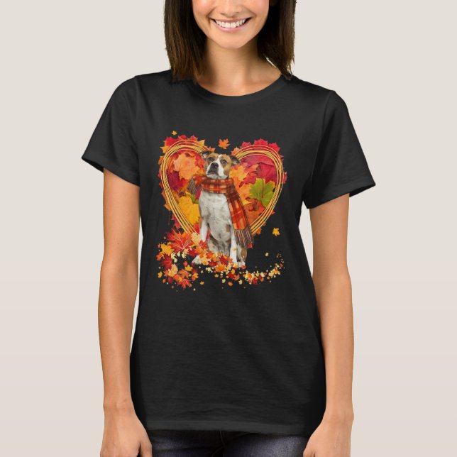 Bulldog med hjärta av Höst löv T Shirt (Framsida)